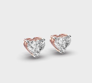 Pendientes de Diamantes Cultivados en Laboratorio con Corte Corazón, Certificados por IGI, Oro Rosa/Amarillo/Blanco de 14K, Pendientes Solitarios con Diamante Corazón - Product Image 2