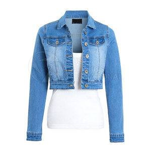 2026 Custom <b>Cropped</b> <b>Denim</b> <b>Jackets</b> Cotton Women's Fit Crop <b>Jackets</b> Ladies Logo Women Crop Tops <b>Jackets</b> for Women - Product Image 1