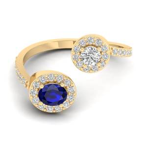 Anillo Ajustable REYES, Nuevo, Plata de Ley 925, Corte Redondo, Gema de Zafiro Azul de 0.35 Quilates, Joyería de Moissanita VVS para Mujer - Product Image 6