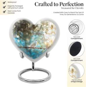 นกพิราบสีขาวบนต้นไม้-โกศรูปหัวใจคอมโบ2 (โกศ10นิ้วและโกศ) - Product Image 2