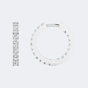 0.55 CTW Round Cut Pave Set <b>Large</b> <b>Hoop</b> Earrings - Product Image 5