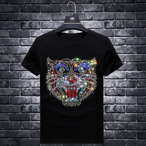 2025 nouveau design Premium coton o-cou Fitness strass T-Shirt pour hommes Vintage coton personnalisable hommes Vintage tenue décontracté - Product Image 3