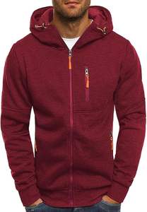 Sweat-shirt à capuche décontracté d'hiver pour hommes veste de sport poches zippées Logo personnalisable motif solide respirant séchage rapide - Product Image 2