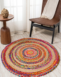 Coureur coloré de tapis de jute en forme de fleur. Une pièce d'accent amusante et unique. Disponible aux prix de gros. - Product Image 6