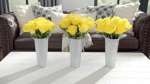 Set 3 Galvanized Metal Farmhouse Flower Vases 9 Inch Rustic Decorative French Bucket <b>Pots</b> for Home Garden Wedding Flower - Product Image 5