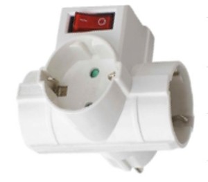 Sucko 2P+TT connettore multipolare triplo laterale con interruttore bianco (B&B 040308) - Product Image 1