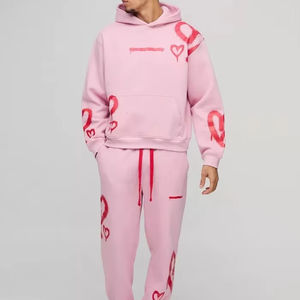 ชุดวอร์มแบบสวมหัวพิมพ์ลายหัวใจขนาดใหญ่ชุดวอร์มแบบลำลองระบายอากาศได้คุณภาพสูง - Product Image 1