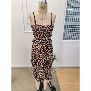 Vestido Corto con Tirantes y Cuello Redondo para Mujer, con Detalle de Raya Lateral y Estampado de Leopardo, 35629 - Leopardo - Product Image 3