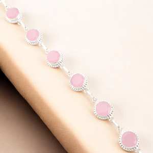 Pulsera de Lujo Hecha a Mano en Plata de Ley con Zirconia Cúbica de Corte Ovalado para Regalo de Aniversario para Mujer - Product Image 4