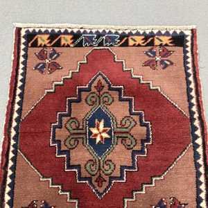 Vintage Turkish Small Rug 2.3x2.7 ft, <b>Red</b> <b>Wool</b> Rug - Product Image 5