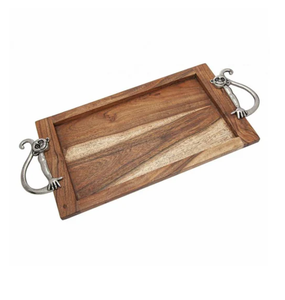 Ensemble de trois plateaux de petit-déjeuner en bois design de luxe du fournisseur indien, petits et grands, disponibles au prix de gros - Product Image 4