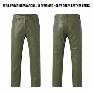 Luxury Dark Blue <b>Faux</b> <b>Leather</b> Pants 450 GSM Vertical Paneled Slim Fit <b>Trousers</b> Custom Engraved Metal Logo - Product Image 2