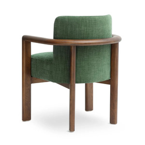 Silla de Comedor Moderna de Madera, Silla de Acento Tapizada con Brazos, Silla Lateral de Tela Verde para Comedor y Sala de Estar - Product Image 2