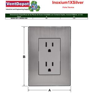 ปลั๊กคู่, MXINU-005, 5 ชิ้น, คอนแทคแบบดูเพล็กซ์, 125-250VAC, 15A, 50/60Hz, สีเงิน, สแตนเลส/พีซี - Product Image 4