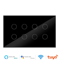 Interruptor de Luz Táctil Inteligente WiFi/Zigbee UEMON para Automatización del Hogar, 8 Canales, Plástico, para Garaje y Hotel