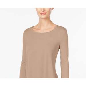 Collezione JM Donna: Top a Collo Tondo in Maglia Beige Scuro, Taglia Piccola - Product Image 2