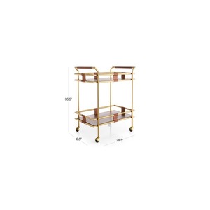 Fancy Gold Hotel <b>Trolley</b> Beverage <b>Serving</b> Cart Rolling Drink Carrier Metal Barrolley for Guest Room and Lobby - Willem - Product Image 5