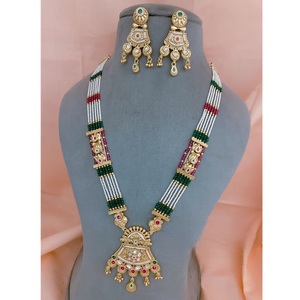 ชุดสร้อยคอยาวพร้อมต่างหูสำหรับงานแต่งงานสำหรับผู้หญิงและเด็กผู้หญิงสร้อยคอประดับมุกชุบทองโบราณดีไซน์เนอร์ - Product Image 1