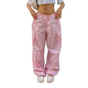 Pantalon cargo décontracté de haute qualité pour hommes, respirant, léger, avec taille ajustable, en toile délavée foncée sur mesure, bonne vente - Product Image 2