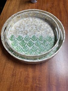 Plateau de service chic en nacre à motif floral, artisanat naturel, décoration moderne pour la maison, personnalisation de la taille 15cm-100cm - Product Image 2