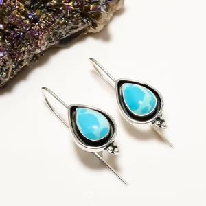 À la mode Nouveau Design Larimar Gemstone 925 Sterling Silver Drop Dangle Boucle D'oreille Poire Forme Pierre Boucle D'oreille Cadeau Usine Prix Bijoux - Product Image 2