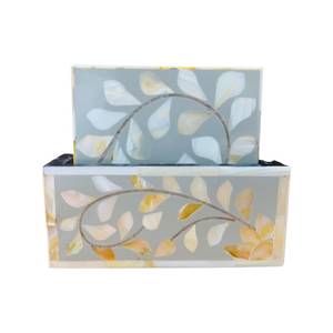 Tables en nacre faites à la main Incrustation de coquillages uniques Motif carré Pierre Mat/Pad Fête de mariage Bière Couleurs captivantes - Product Image 1