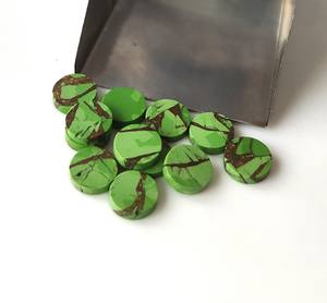 Piedras preciosas sueltas turquesas de cobre verde, cabujón de moneda de 4mm-20mm, piedras preciosas naturales planas de ambos lados, forma pulida plana calibrada - Product Image 4