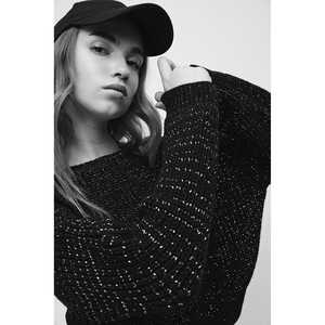 Pull court scintillant pour femme, tricot de haute qualité, imprimé floral, respirant, décontracté, saison hivernale, longueur courte, logo sur le devant - Product Image 5