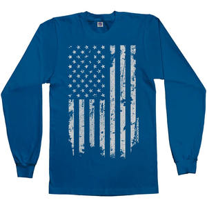 XD2 conçoit sur mesure le drapeau américain T-shirt à manches longues unisexe décontracté Streetwear coton T-shirt à col rond - Product Image 6