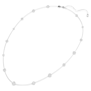 Versatile Round Cut Lab Grown <b>Diamond</b> Strandage <b>Necklace</b> in <b>Silver</b> Double Sided Motif Long Chain for Layering or Gifting - Product Image 1