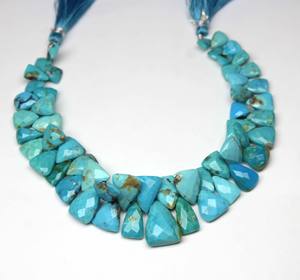 Perles à facettes en forme de trillion de turquoise naturelle de l'Arizona 7 pouces - Product Image 2