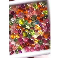 110 Pièces de Tourmaline Naturelle Multicolore 4mm-10mm, Coupes Ovales/Poire/Cube Facettées, Vert Rose Jaune, 51 Carats, Iroc Sales, Pierres Précieuses en Vrac