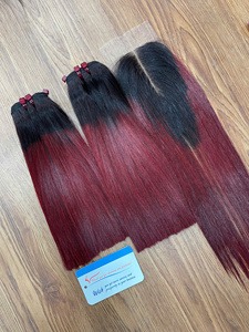 มัดผมตรงกระดูกผมตรงเรียงตามเส้นผมตรงเรียงตามหนังเรียบเวียดนามไวน์แดง - Product Image 5