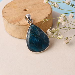 Piedra preciosa en forma de pera de cuarzo azul natural, colgante de Plata de Ley 925, colgante de moda para fiesta de regalo de boda. - Product Image 5