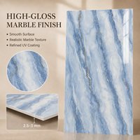 Panneau mural en PVC brillant MORLENX Blue Onyx UV Marble Sheet, panneau décoratif de luxe pour hôtel, salon, intérieur
