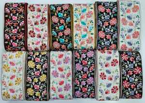 Embroidered <b>Ribbons</b> in Floral Patterns Ideal for Children's Clothing Designers <b>and</b> <b>Bow</b> Makers for Resale - Product Image 4