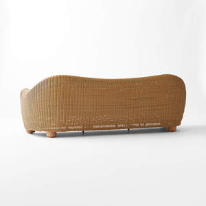 โซฟาไม้สักแข็ง3ที่นั่งพร้อมหวายรวมถึงที่นั่งและพนักพิงสำหรับใช้ในวิลล่า - Product Image 4