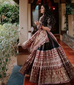 Nueva impresión digital de algodón de muselina especial Navratri y lienzo de trabajo de espejo Real Patta con Cancan Lehenga Choli con Dupatta - Product Image 4