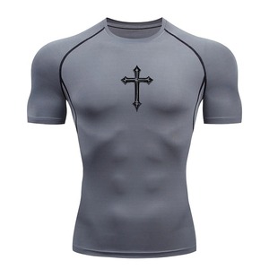 2025 <b>Men's</b> Stylish Jogging Wear Top Quality Summer Breathable Shirt New 3D Printed Custom Rash Guard - Product Image 4