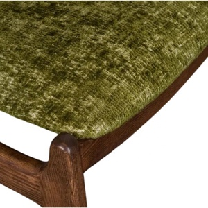 Silla de Jardín de Madera de Teca de Estilo Moderno de Mediados de Siglo con Asiento Tapizado Verde, Muebles de Exterior de Diseño Confortable - Product Image 4