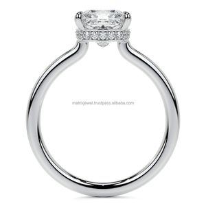 Bague solitaire élégante en argent avec diamant moissanite taille coussin, certifiée par un testeur de diamants, sertie à griffes - Product Image 6