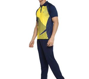 Mens Yellow And Navy Blue Polo Tracksuit Short Sleeve <b>Shirt</b> With Matching Pants Athletic Training Sportswear Quick Dry - Product Image 3