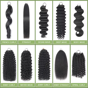 Conception de chaîne invisible de haute qualité Pré-bouclé Crochet Cheveux humains Plumes bouclées birmanes Extensions de cheveux au crochet pour femme - Product Image 6