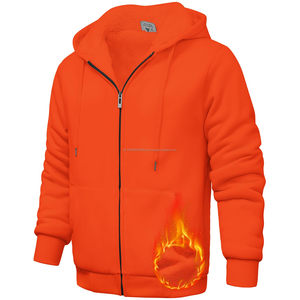 Sweat-shirt à capuche épais et lourd avec fermeture éclair, sweat-shirt de haute qualité pour hommes, logo personnalisé, motif uni, sweat-shirts vierges - Product Image 6