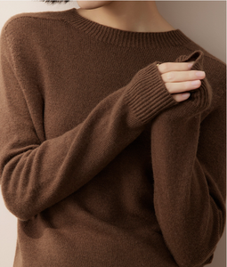 Wool Cashmere Blend Knit Sweater 70 Wool 30 Cashmere Sweater Crew Neck <strong>Jumper</strong> Raglan Knit Pullover Crew Neck Wide Ribbed Cuff - Product Image 4