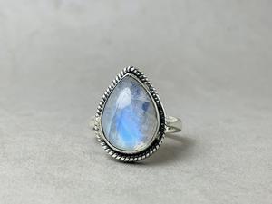 แหวนพลอย925สีเงินสเตอร์ลิงประดับอัญมณีสีรุ้งรูปลูกแพร์แหวนสำหรับงานแต่งงาน - Product Image 6