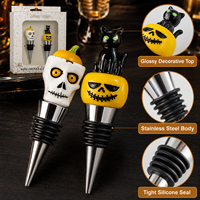 Coffret Cadeau Halloween Crâne Citrouille Chat – En Stock, Faible MOQ, Vente en Gros, Accessoires de Fête et de Bar, Ensemble Bouchons de Bouteille de Vin
