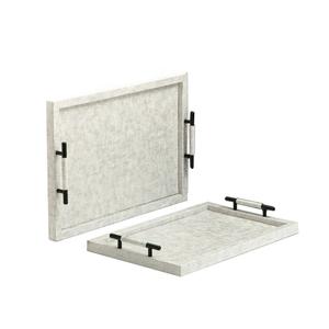 Plateau rond de finition en incrustation d'os Snacks sur mesure Plateau de service sucré Plateau décoratif en rotin fait main pour la cuisine - Product Image 2