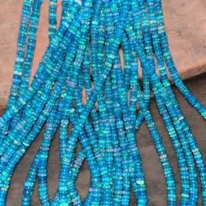 Cuentas Rondelle lisas de ópalo azul Paraiba, hebra de piedras preciosas naturales de 3-5mm para la fabricación de joyas, suministro de piedras sueltas al por mayor en todo el mundo - Product Image 4