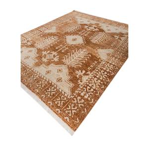 Tapis en laine noué à la main Erbe beige et marron AKWL-1601 à motif géométrique pour salon, entrée, couloir, puzzle pour adolescents - Product Image 2